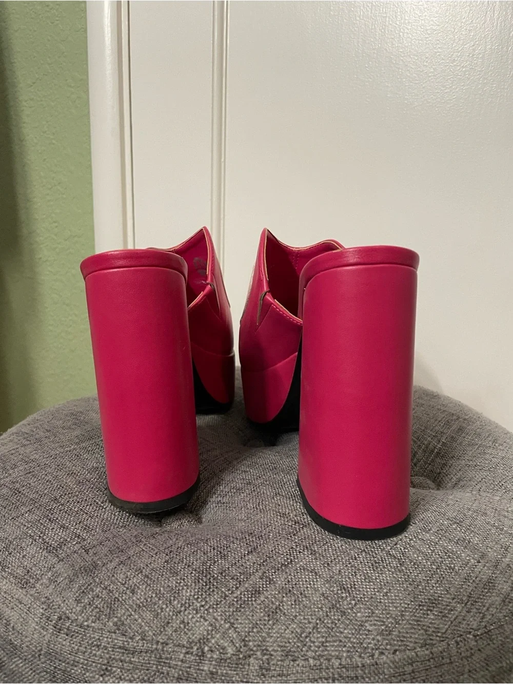 MCLC Hot Pink Heart Platform Mules - Limited Edition